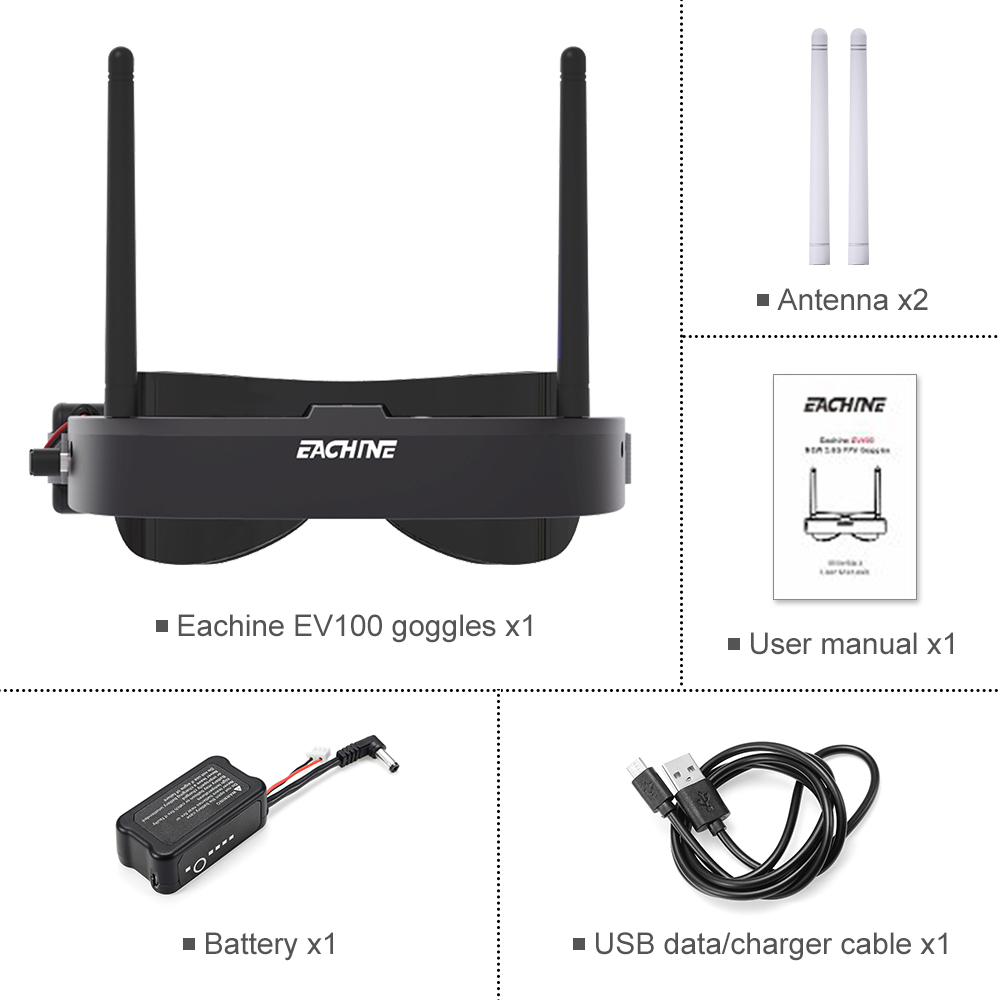 Eachine EV100 720*540 5.8G 72C - огляд і ціна Fpv Drone Goggles
